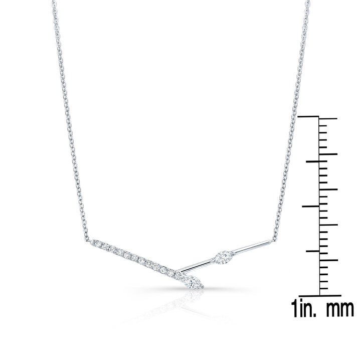 สร้อยคอแท่งเมลด์เพชรในทองคำขาว 14k (1/3 Ct.tw.)