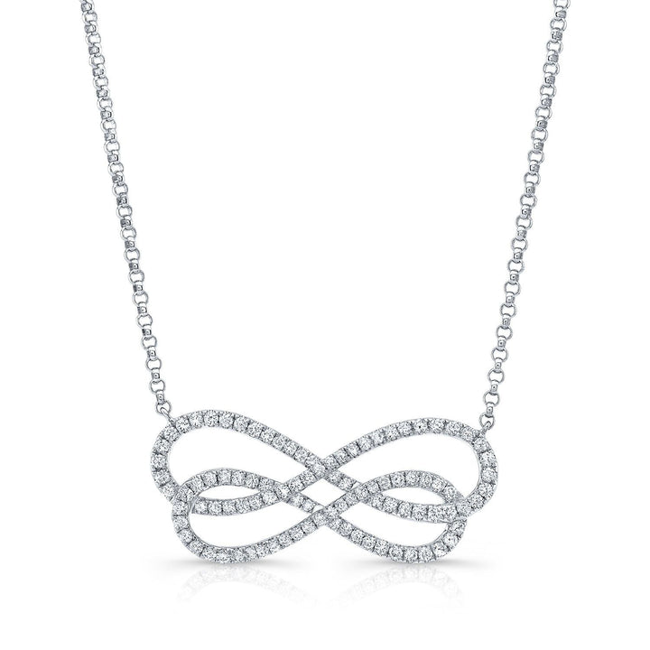 Diamond Double Infinity Necklace in 14K White Gold (2/3 Ct.tw.) – front view | RockHer