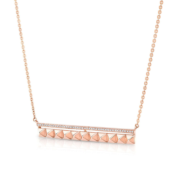 สร้อยคอแท่งประดับเพชรและหนามในทองกุหลาบ 14k