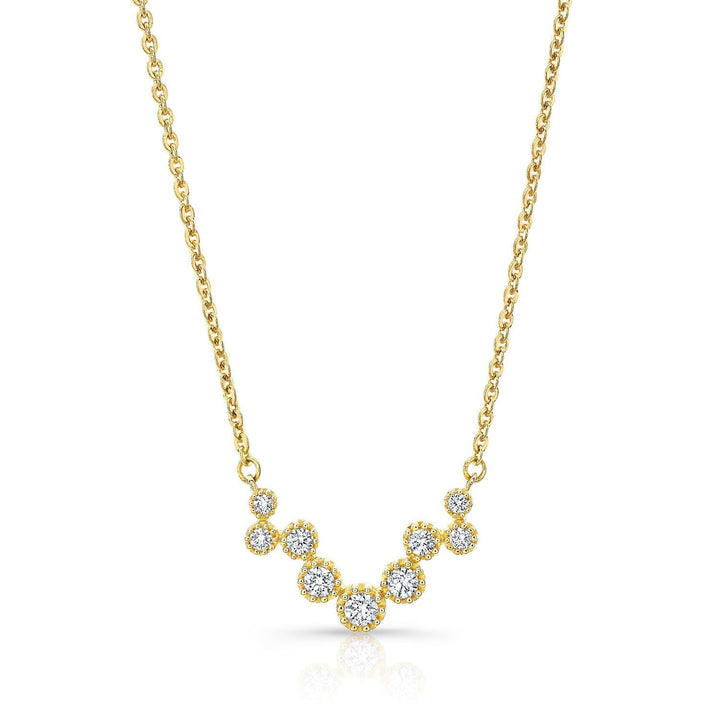 Diamond Prong Set Floating Circles Necklace in 14K Yellow Gold – front view | RockHer