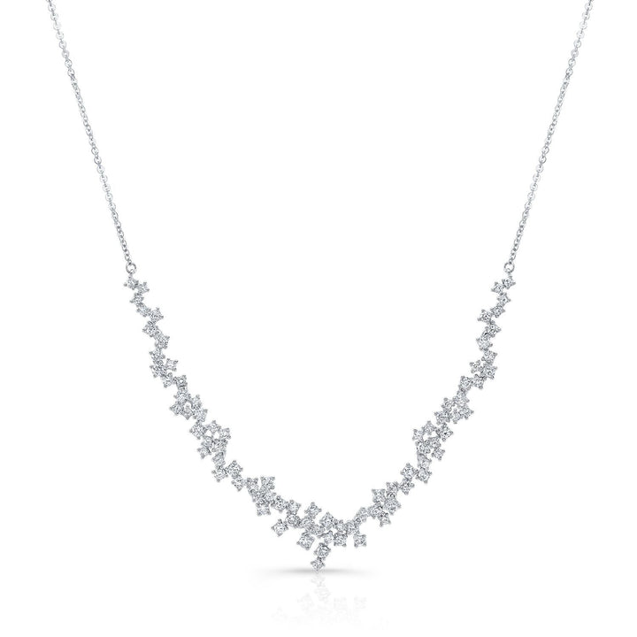 Diamond Prong-set Constellation Necklace in 14K White Gold, 16-18inch Adj Chain – front view | RockHer