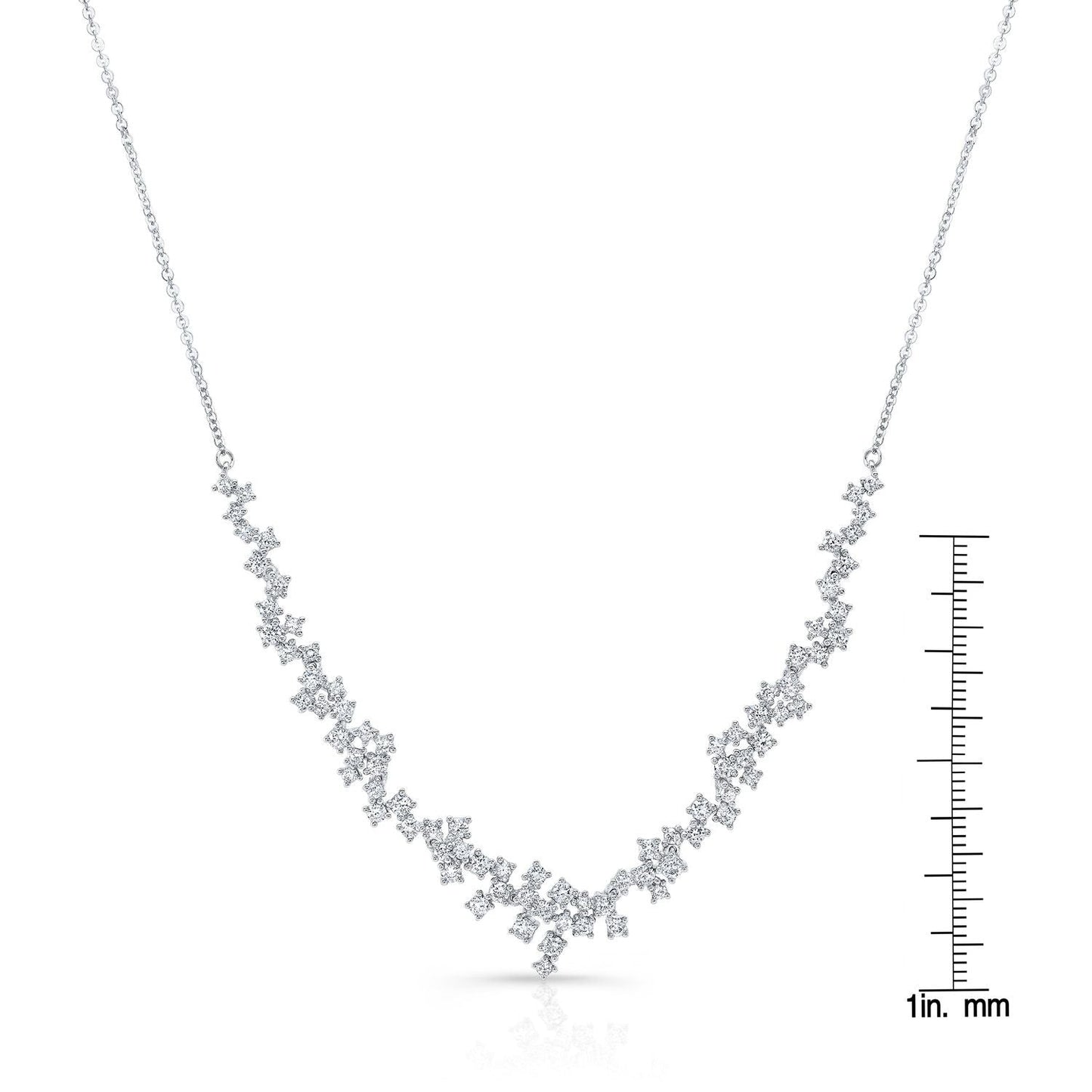 สร้อยคอจักรราศีประดับเพชรแบบหนามแหลมในทองคำขาว 14 กะรัต พร้อมสายปรับความยาว 16-18 นิ้ว