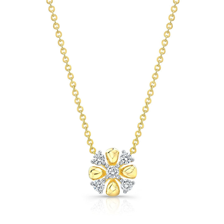 Diamond 4-cross Necklace With High-polish Accent in 14K Yellow Gold, 16-18 Inch – front view | RockHer