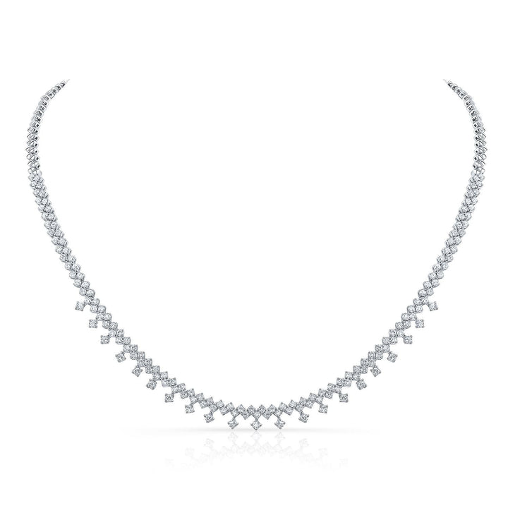 Diamond Prong-set Necklace With Drop Accents in 14K White Gold (3.15ctw) | RockHer