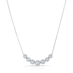 สร้อยคอเพชร ทรงกลม ฝังหุ้มขอบ ตัวเรือนทองคำขาว 14K จาก RockHer