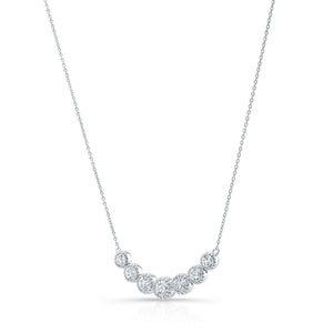 สร้อยคอเพชร ทรงกลม ฝังหุ้มขอบ ตัวเรือนทองคำขาว 14K จาก RockHer