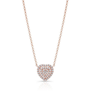 สร้อยคอเพชร ทรงหัวใจ ฝังปาเว่ ตัวเรือนทองคำชมพู 14K จาก RockHer