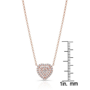 สร้อยคอเพชร ทรงหัวใจ ฝังปาเว่ ตัวเรือนทองคำชมพู 14K จาก RockHer
