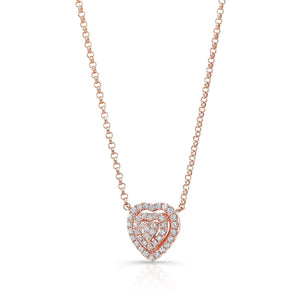 สร้อยคอเพชร ทรงหัวใจ ฝังปาเว่ ตัวเรือนทองคำชมพู 14K จาก RockHer