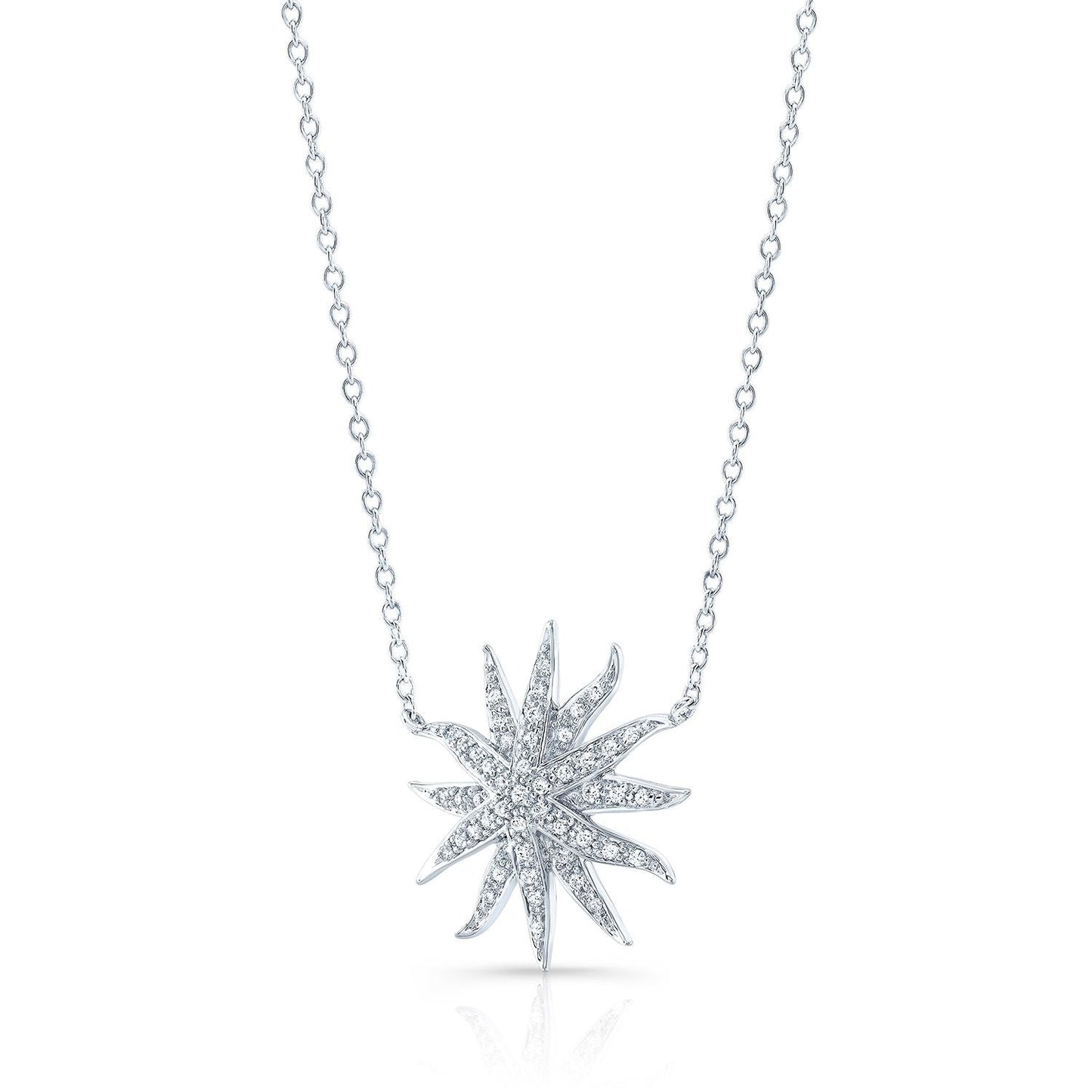 สร้อยคอดาวอะควาเพชรปาเว่ในทองคำขาว 14 กะรัต พร้อมสายปรับความยาว 16-18 นิ้ว