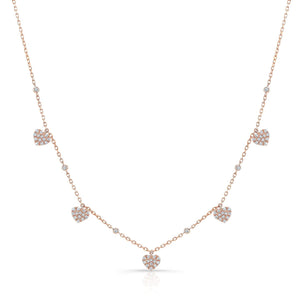 สร้อยคอเพชร ทรงหัวใจ ฝังปาเว่ ตัวเรือนทองคำชมพู 14K จาก RockHer