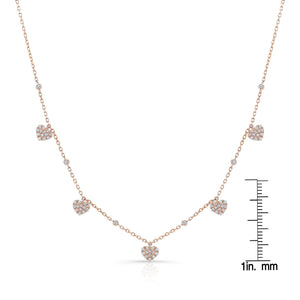 สร้อยคอเพชร ทรงหัวใจ ฝังปาเว่ ตัวเรือนทองคำชมพู 14K จาก RockHer