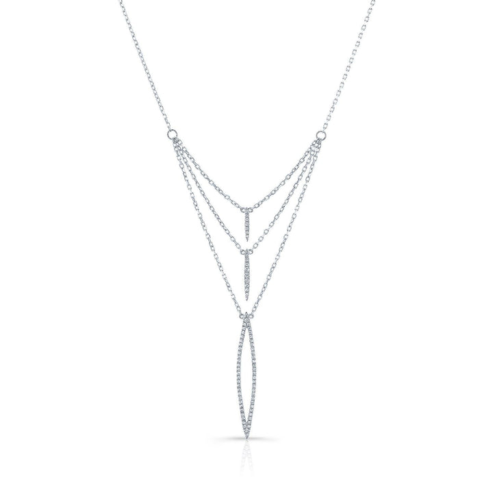 Diamond Pave Trio Icicles Layered Necklace in 14K White Gold | RockHer