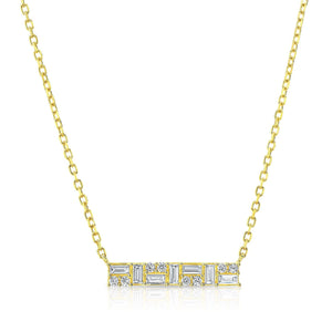 สร้อยคอเพชร ทรงบาแกตต์ ตัวเรือนทองคำเหลือง 14K จาก RockHer