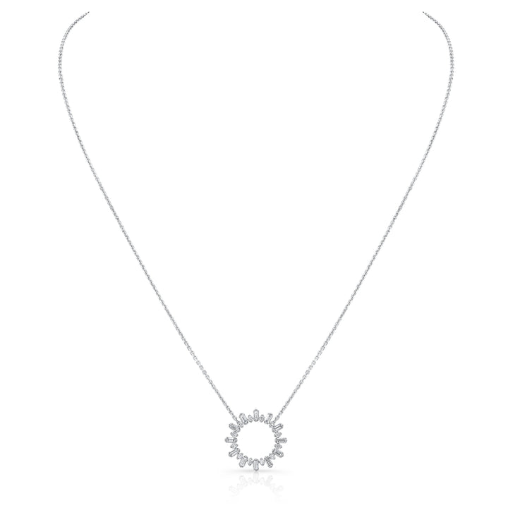Diamond Sun Ray Necklace In 14k White Gold 0.70ctw, Adjustable 16-18 Inch Length – detail view | RockHer