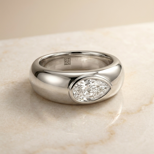 The Remi Select — Bezel-Set Cigar Band Briolette in 18K White Gold