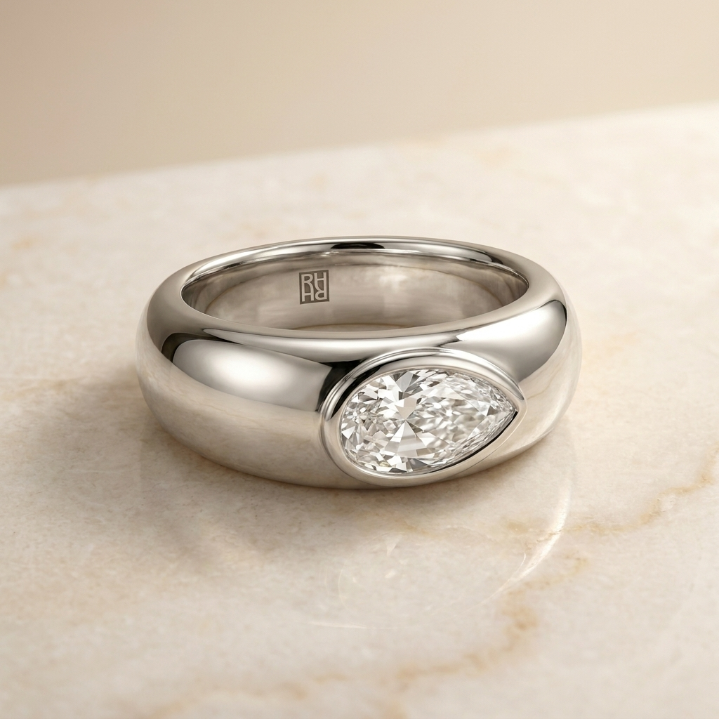The Remi Select — Bezel-Set Cigar Band Briolette in Platinum