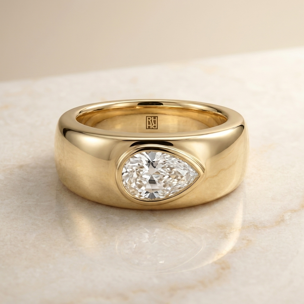 The Remi Select — Bezel-Set Cigar Band Briolette in 18K Yellow Gold