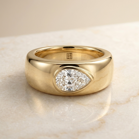 The Remi Select — Bezel-Set Cigar Band Briolette in 18K Yellow Gold
