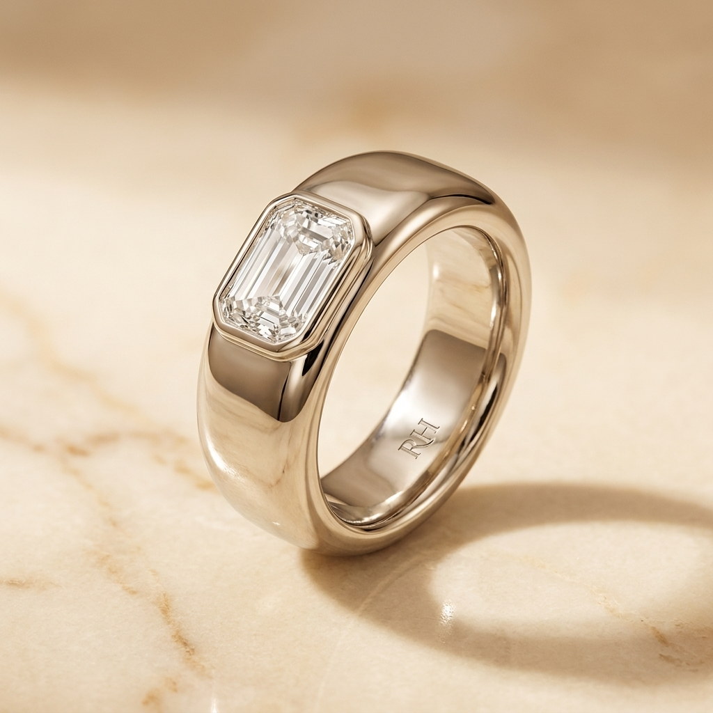 The Remi Select — Bezel-Set Cigar Band Emerald in 18K Yellow Gold