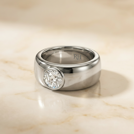 The Remi Select — Bezel-Set Cigar Band Old European in Platinum
