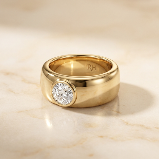 The Remi Select — Bezel-Set Cigar Band Old European in 18K Yellow Gold