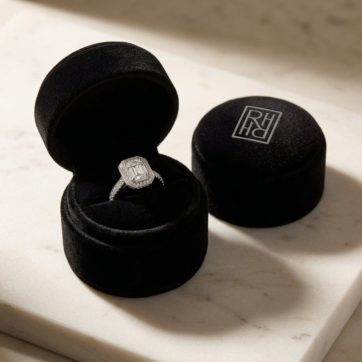 Diamond Emerald Cut Composite Ring in 18K White Gold - presentation