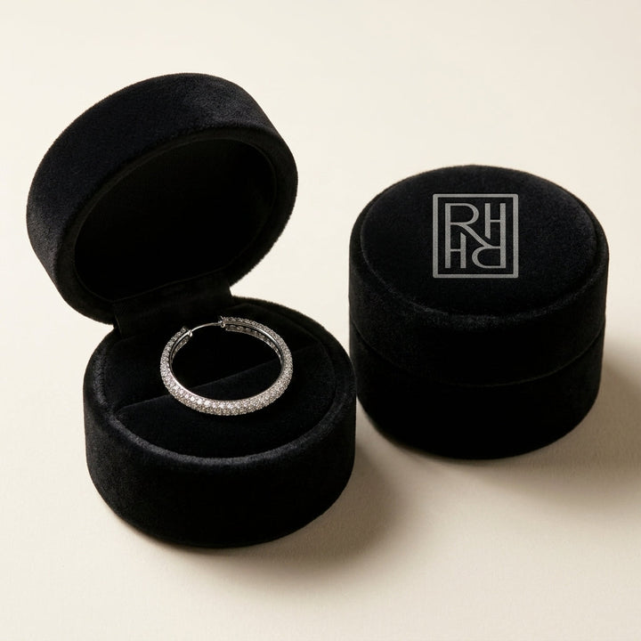 Diamond Hoop Earrings in 18K White Gold - presentation