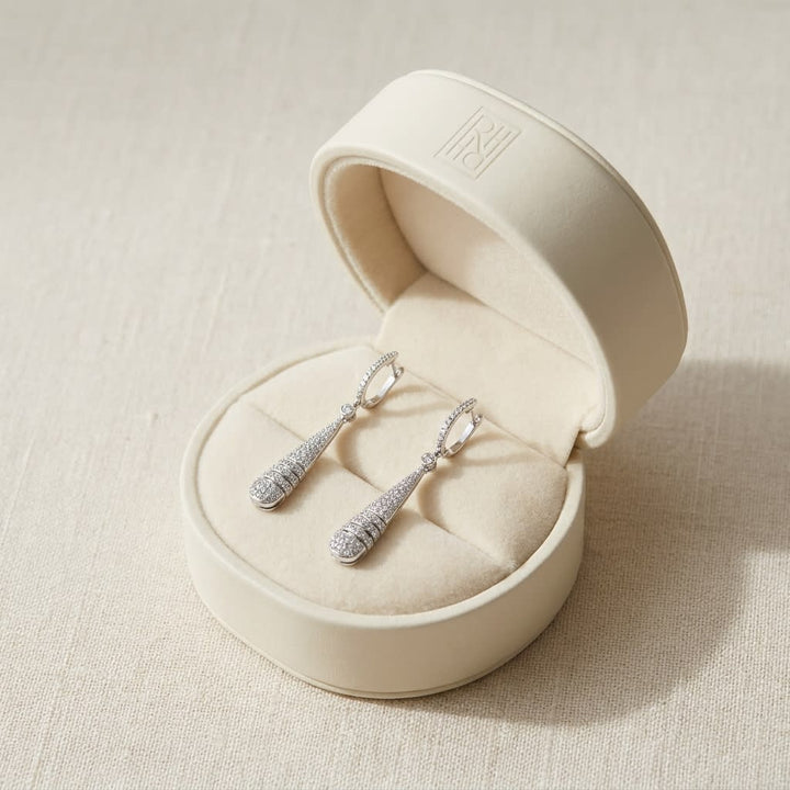 18K White Gold 1 1/3ct Tdw Diamond Earrings (h-i, Si1-si2), in navy velvet jewelry box
