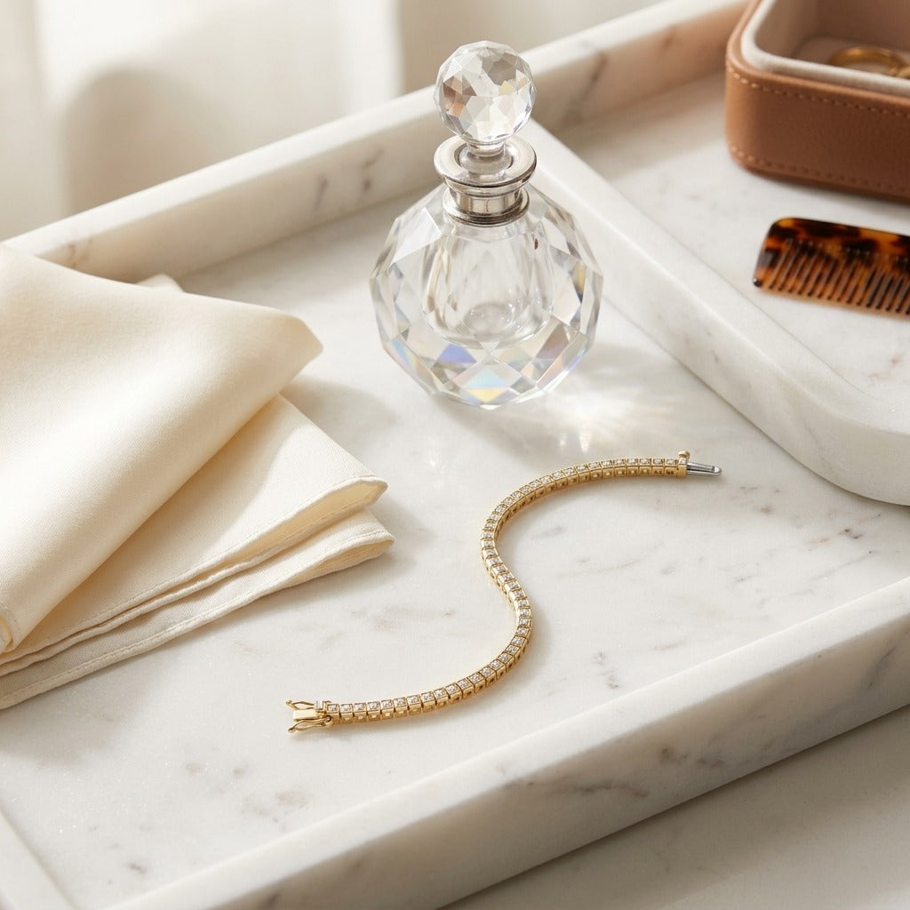 Diamond Princess Channel Tennis Bracelet in 18K Yellow Gold - lifestyle