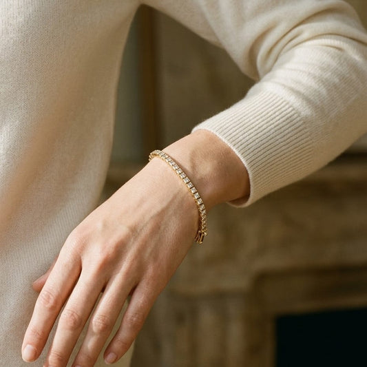 Diamond Princess Channel Tennis Bracelet in 18K Yellow Gold - editorial