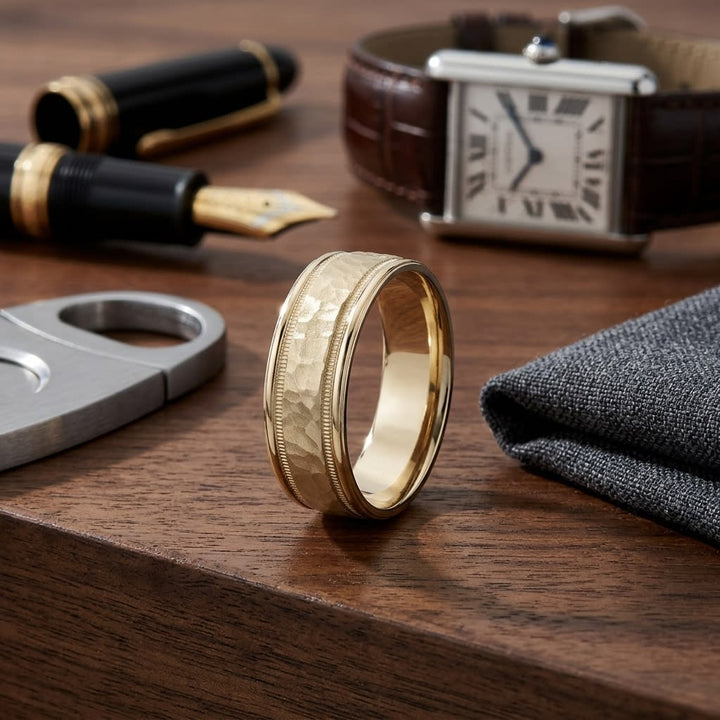 แหวนแต่งงาน ทรงกลม ตัวเรือนทองคำเหลือง 18K จาก RockHer