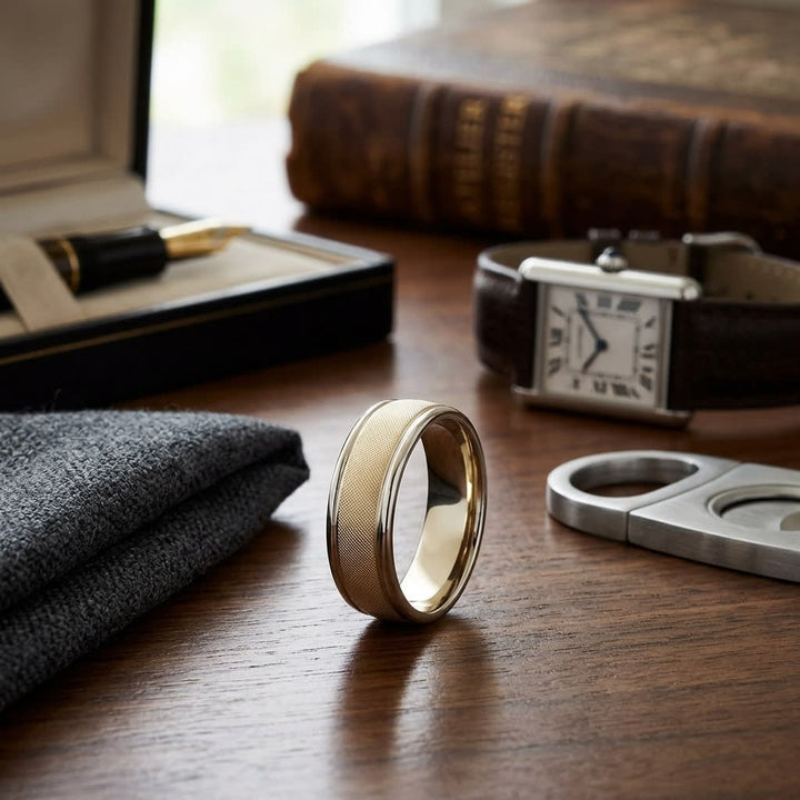 แหวนแต่งงาน ทรงกลม ตัวเรือนทองคำเหลือง 18K จาก RockHer