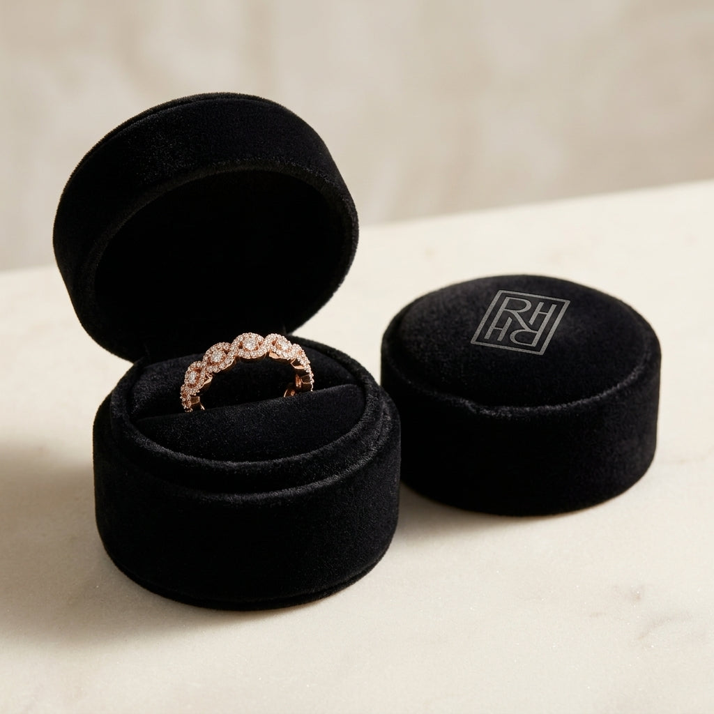 Diamond Halo 7-Stone Band in 14K Rose Gold - presentation