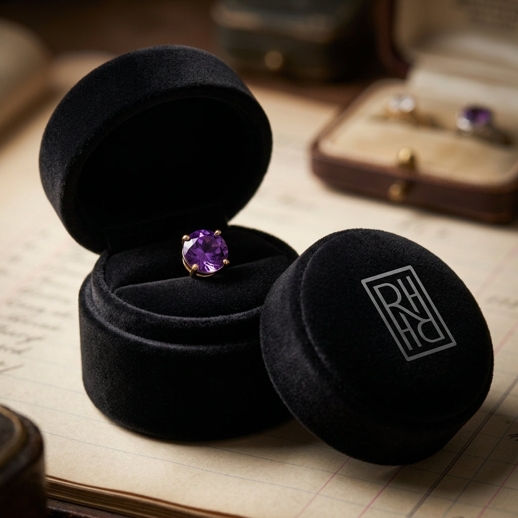 Amethyst Round 4-Prong Stud Earrings with Screwbacks 6mm in 14K Rose Gold - presentation