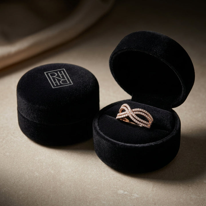 Diamond Infinity Twist Ring in 14K Rose Gold - presentation