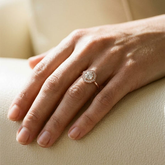Diamond Pave Ring in 14K Rose Gold - editorial