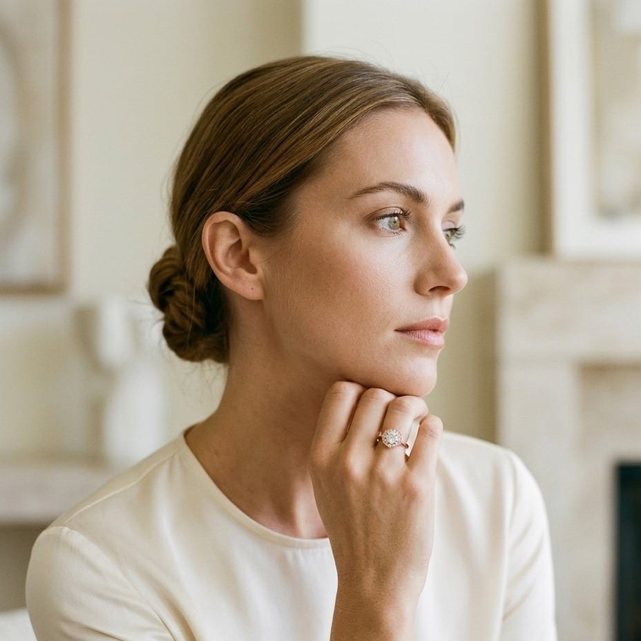 Diamond Pave Ring in 14K Rose Gold - on model