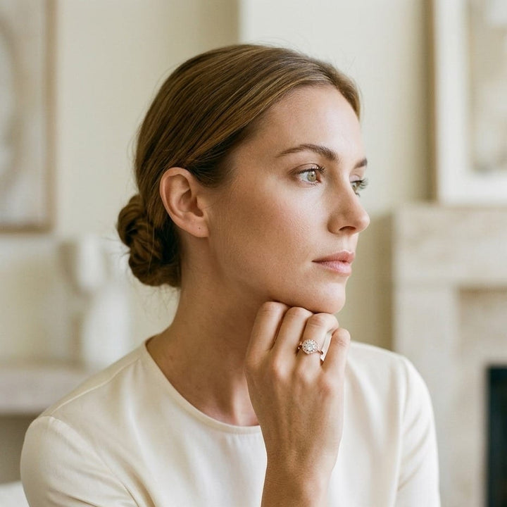Diamond Pave Ring in 14K Rose Gold - on model