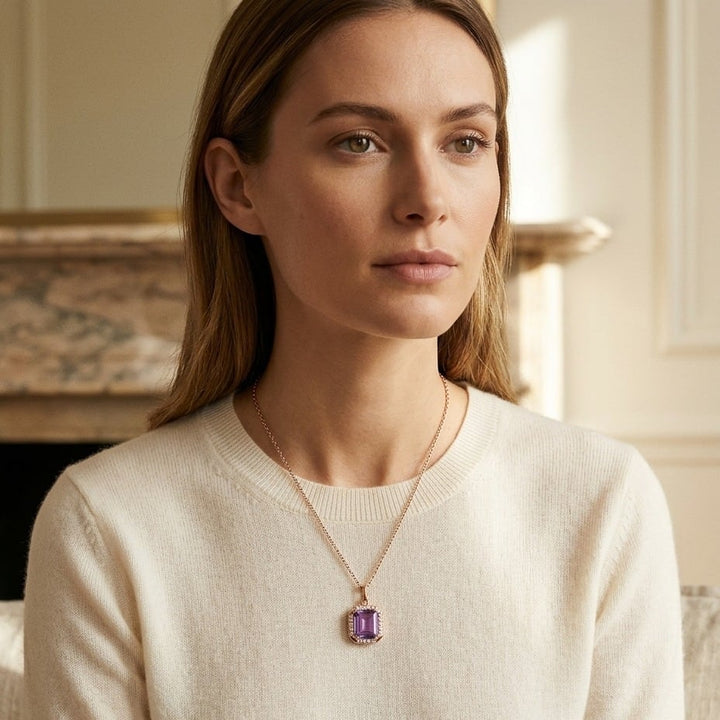 สร้อยคอเพชร ฝังปาเว่ ตัวเรือนทองคำชมพู 14K จาก RockHer