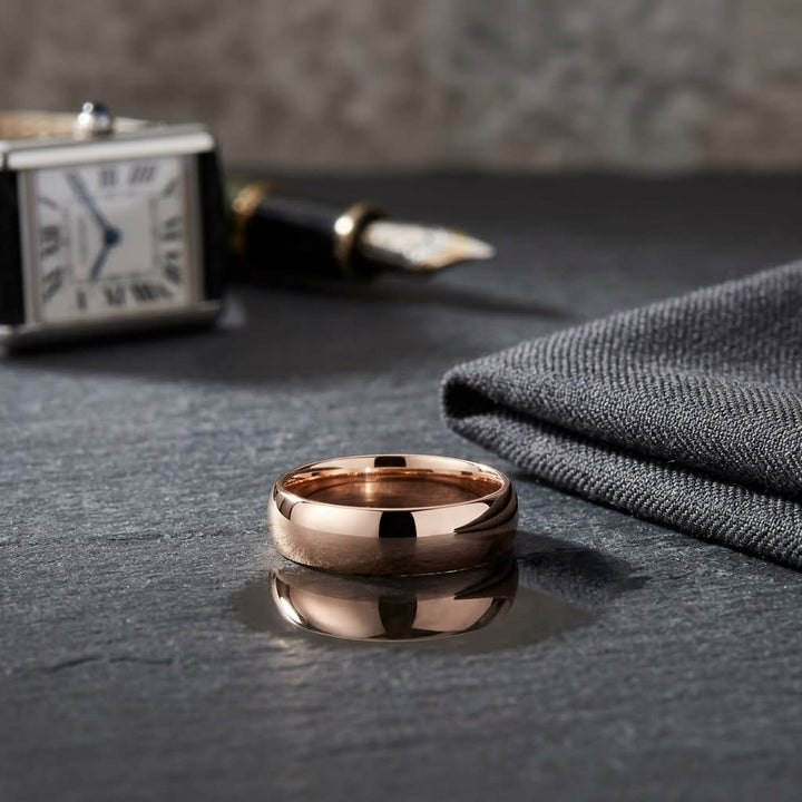 แหวนแต่งงาน ทรงรี ตัวเรือนทองคำชมพู 14K จาก RockHer