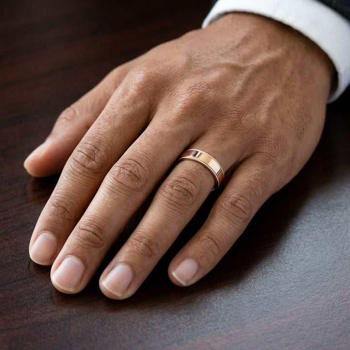 แหวนแต่งงาน ตัวเรือนทองคำชมพู 14K จาก RockHer