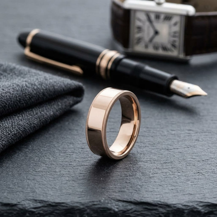 แหวนแต่งงาน ตัวเรือนทองคำชมพู 14K จาก RockHer
