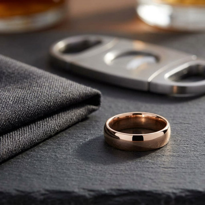 แหวนแต่งงาน ตัวเรือนทองคำชมพู 14K จาก RockHer