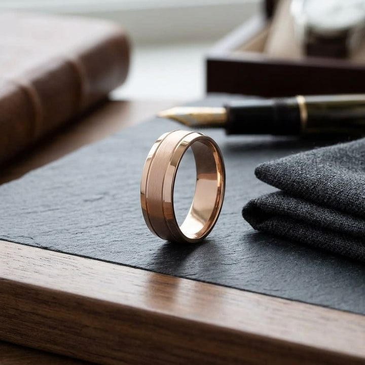 แหวนแต่งงาน ตัวเรือนทองคำชมพู 14K จาก RockHer