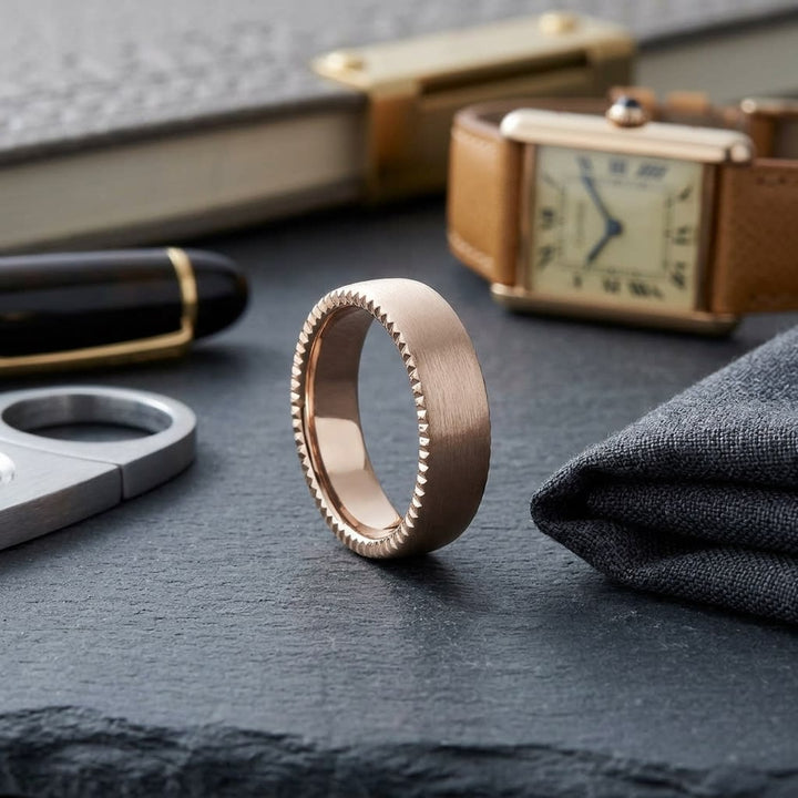 แหวนแต่งงาน ตัวเรือนทองคำชมพู 14K จาก RockHer