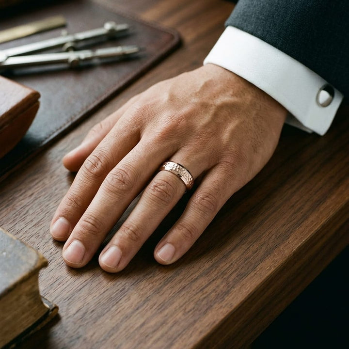 แหวนแต่งงาน ตัวเรือนทองคำชมพู 14K จาก RockHer