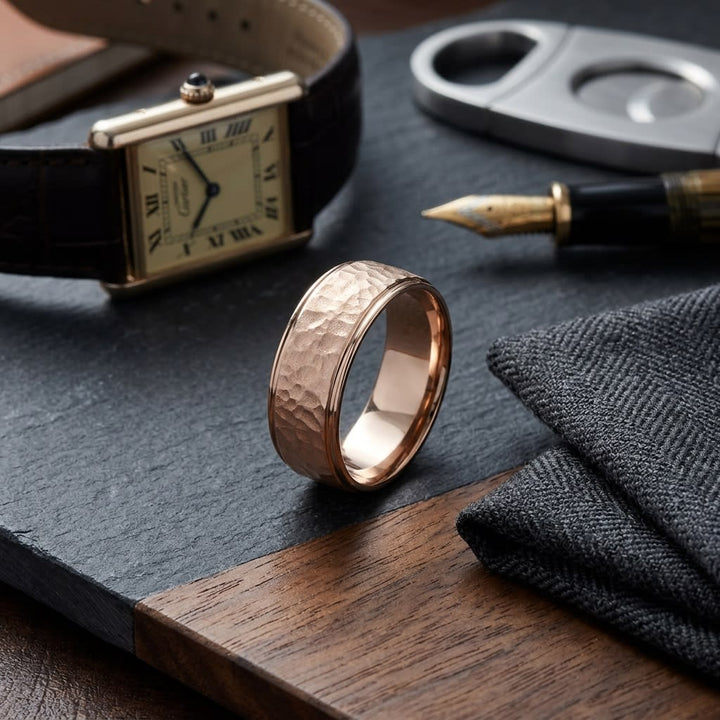 แหวนแต่งงาน ตัวเรือนทองคำชมพู 14K จาก RockHer