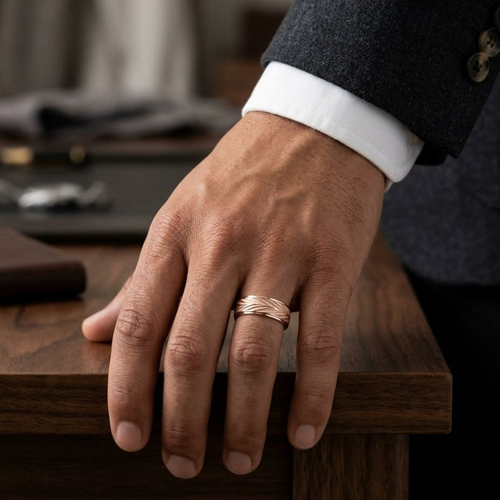 แหวนแต่งงาน ตัวเรือนทองคำชมพู 14K จาก RockHer
