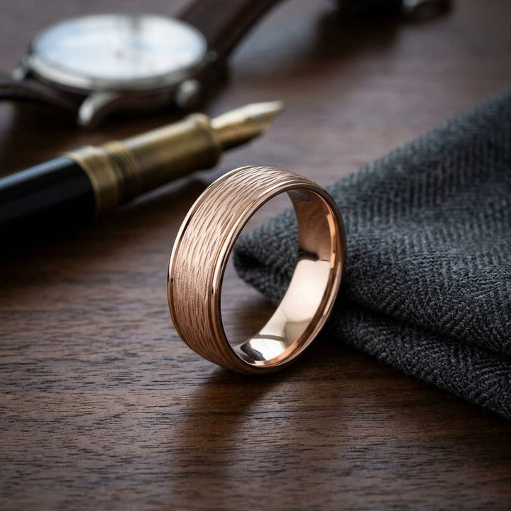 แหวนแต่งงาน ตัวเรือนทองคำชมพู 14K จาก RockHer